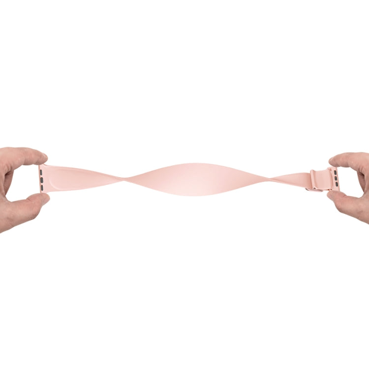 Elasticity Silicone Strap Watch Band For Apple Watch Ultra 49mm / Series 8&7 45mm / SE 2&6&SE&5&4 44mm / 3&2&1 42mm(Pink)