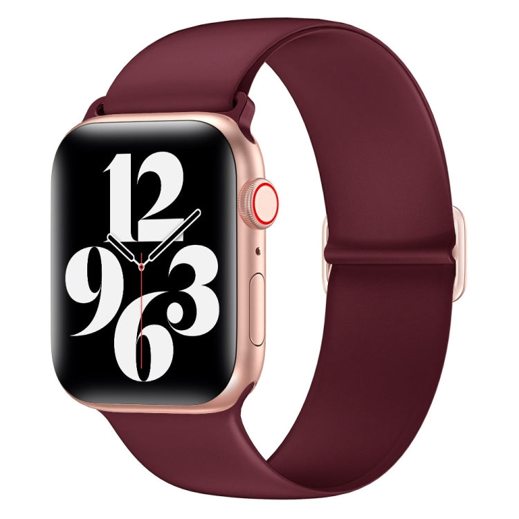 Elasticity Silicone Strap Watch Band For Apple Watch Ultra 49mm / Series 8&7 45mm / SE 2&6&SE&5&4 44mm / 3&2&1 42mm(Wine Red)