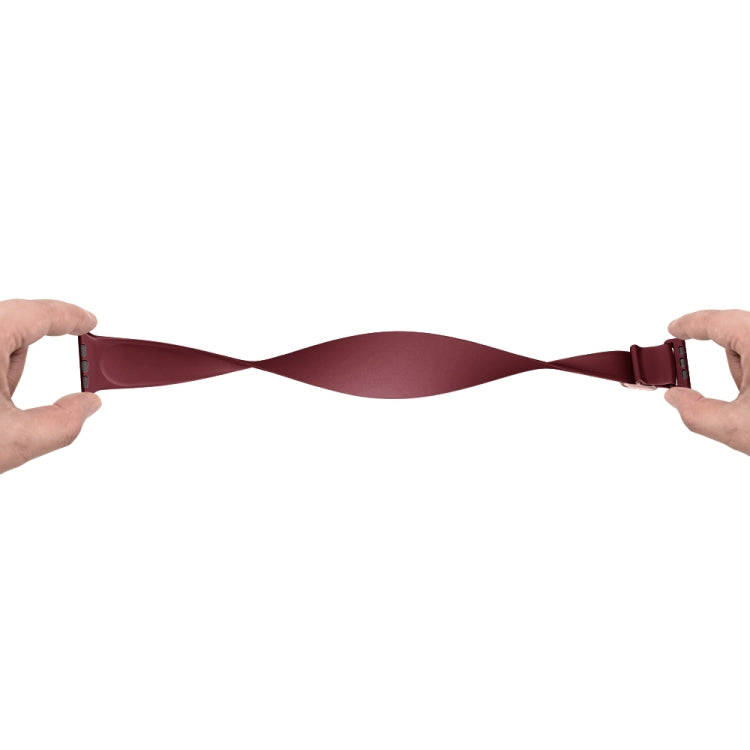 Elasticity Silicone Strap Watch Band For Apple Watch Ultra 49mm / Series 8&7 45mm / SE 2&6&SE&5&4 44mm / 3&2&1 42mm(Wine Red)