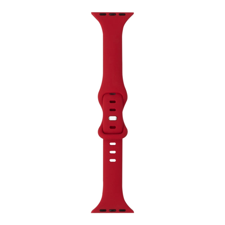 Slimming 8-buckle Silicone Watch Band For Apple Watch Series 8&7 41mm / SE 2&6&SE&5&4 40mm / 3&2&1 38mm(Red)