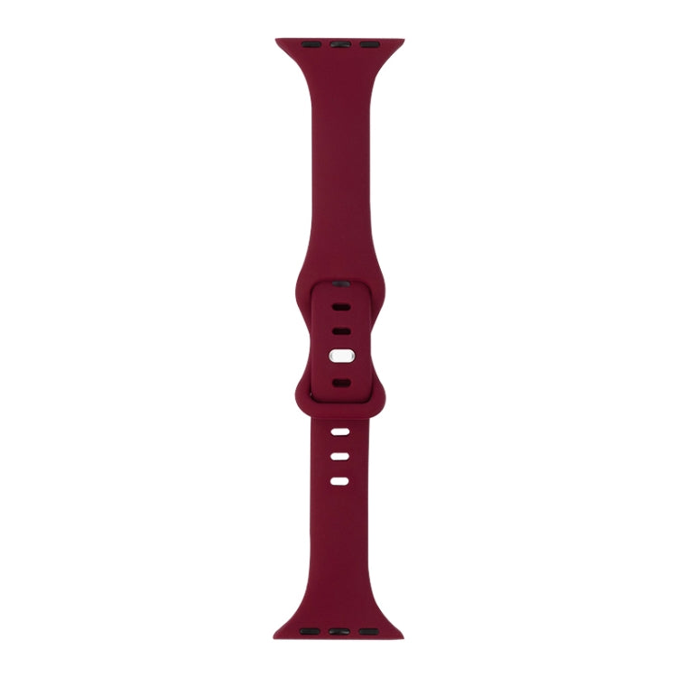 Slimming 8-buckle Silicone Watch Band For Apple Watch Series 8&7 41mm / SE 2&6&SE&5&4 40mm / 3&2&1 38mm(Wine Red)