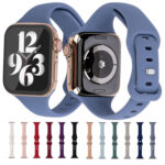 Slimming 8-buckle Silicone Watch Band For Apple Watch Series 8&7 41mm / SE 2&6&SE&5&4 40mm / 3&2&1 38mm(Blue)