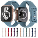 Slimming 8-buckle Silicone Watch Band For Apple Watch Ultra 49mm / Series 8&7 45mm / SE 2&6&SE&5&4 44mm / 3&2&1 42mm(Sky Blue)