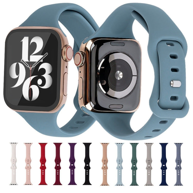 Slimming 8-buckle Silicone Watch Band For Apple Watch Ultra 49mm / Series 8&7 45mm / SE 2&6&SE&5&4 44mm / 3&2&1 42mm(Sky Blue)