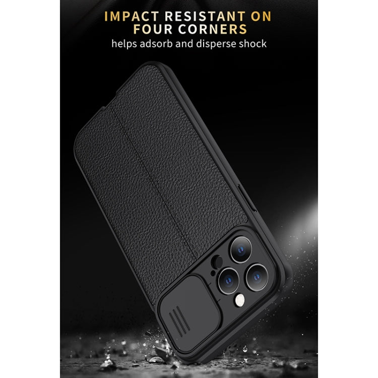 For iPhone 12 Pro Litchi Texture Sliding Camshield TPU Protective Case(Black)