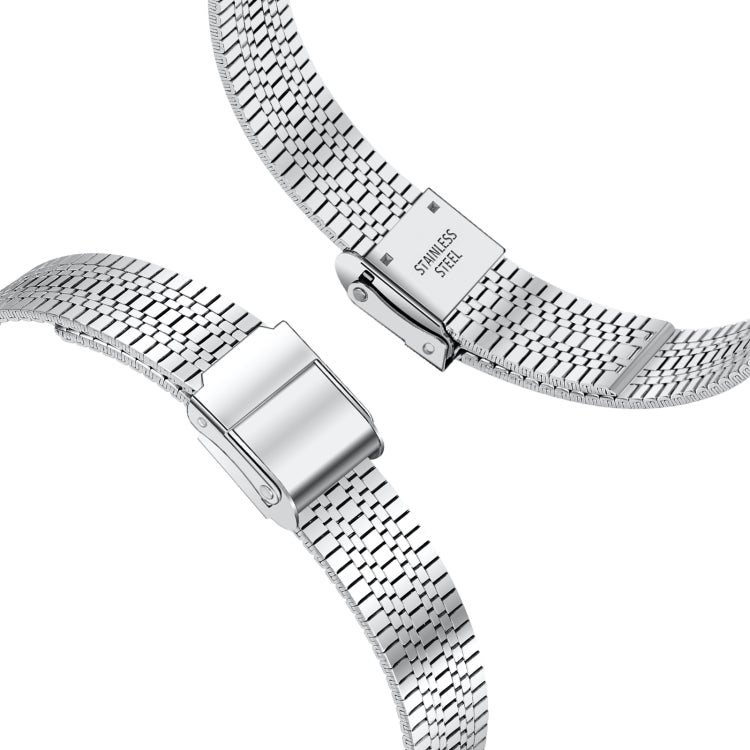 14mm Seven-beads Double Safety Buckle Slim Steel Watch Band For Apple Watch Ultra 49mm / Series 8&7 45mm / SE 2&6&SE&5&4 44mm / 3&2&1 42mm(Silver)