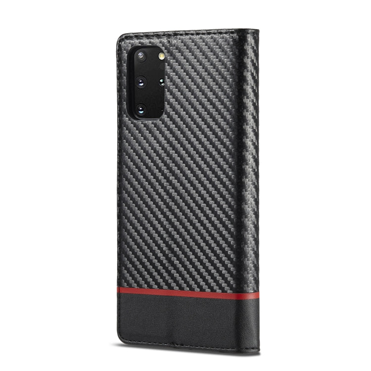 LC.IMEEKE Carbon Fiber PU + TPU Horizontal Flip Leather Case with Holder & Card Slot & Wallet For Samsung Galaxy S20(Horizontal Black)