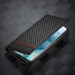 LC.IMEEKE Carbon Fiber PU + TPU Horizontal Flip Leather Case with Holder & Card Slot & Wallet For Samsung Galaxy S20(Horizontal Black)