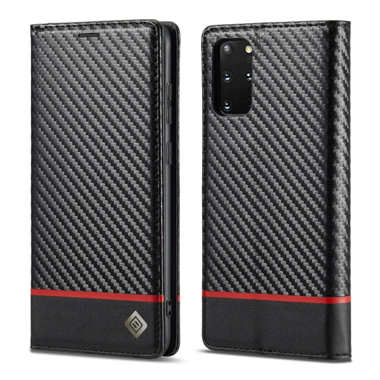 LC.IMEEKE Carbon Fiber PU + TPU Horizontal Flip Leather Case with Holder & Card Slot & Wallet For Samsung Galaxy S20 FE(Horizontal Black)