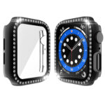 Electroplating PC Single Row Diamond Protective Case with Tempered Glass Film For Apple Watch Series 3 & 2 & 1 42mm(Blue)