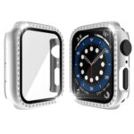 Electroplating PC Single Row Diamond Protective Case with Tempered Glass Film For Apple Watch Series 3 & 2 & 1 42mm(Silver)