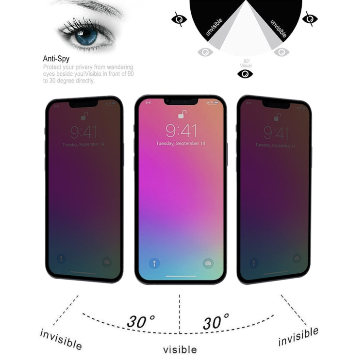 For iPhone 13 / 13 Pro Anti-peeping Plasma Oil Coated High Aluminum Wear-resistant Tempered Glass Film