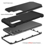 For Samsung Galaxy S21 Ultra 5G 3 in 1 Shockproof PC + Silicone Protective Case(Black)