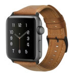 For Apple Watch Series 7 41mm / 6 & SE & 5 & 4 40mm / 3 & 2 & 1 38mm Oil Wax Genuine Leather Strap Watch Band(Yellow Brown)