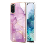 For Samsung Galaxy S20 Electroplating Marble Pattern Dual-side IMD TPU Shockproof Case(Purple 001)