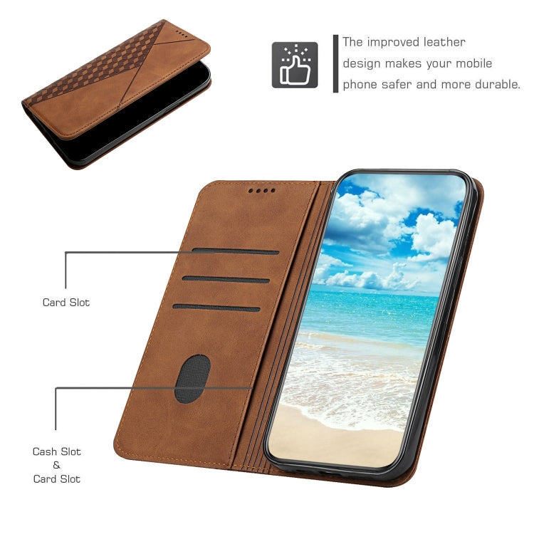 For Samsung Galaxy S20 Diamond Pattern Splicing Skin Feel Magnetic Horizontal Flip Leather Case with Card Slots & Holder & Wallet(Brown)