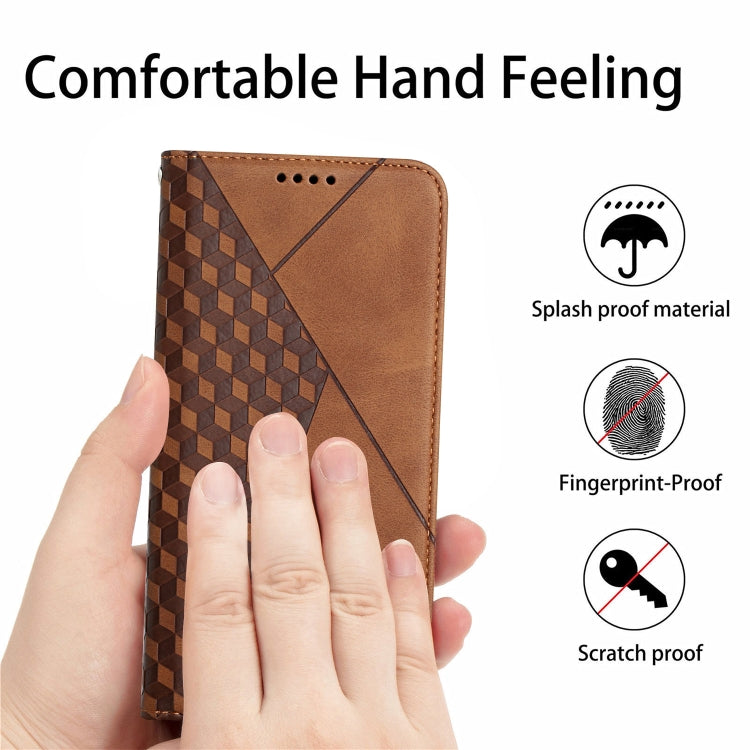 For Samsung Galaxy S20 Diamond Pattern Splicing Skin Feel Magnetic Horizontal Flip Leather Case with Card Slots & Holder & Wallet(Brown)