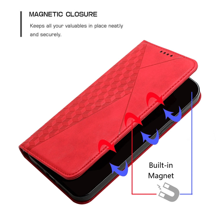 For Samsung Galaxy S20 Diamond Pattern Splicing Skin Feel Magnetic Horizontal Flip Leather Case with Card Slots & Holder & Wallet(Red)