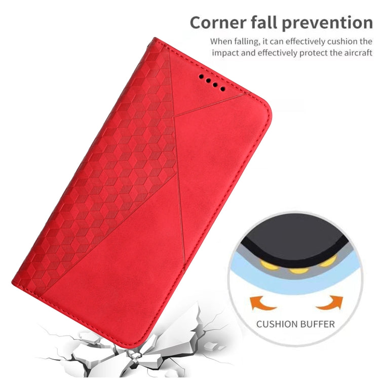 For Samsung Galaxy S20 Diamond Pattern Splicing Skin Feel Magnetic Horizontal Flip Leather Case with Card Slots & Holder & Wallet(Red)