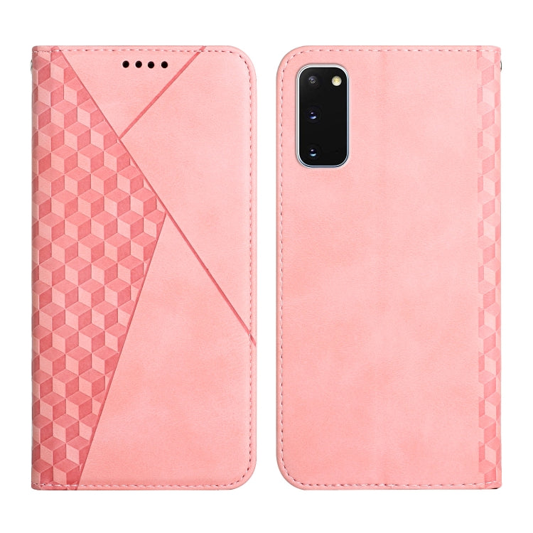 For Samsung Galaxy S20 Diamond Pattern Splicing Skin Feel Magnetic Horizontal Flip Leather Case with Card Slots & Holder & Wallet(Rose Gold)