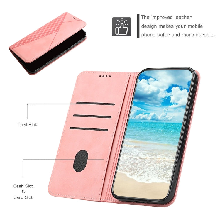 For Samsung Galaxy S20 Diamond Pattern Splicing Skin Feel Magnetic Horizontal Flip Leather Case with Card Slots & Holder & Wallet(Rose Gold)