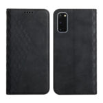 For Samsung Galaxy S20 Diamond Pattern Splicing Skin Feel Magnetic Horizontal Flip Leather Case with Card Slots & Holder & Wallet(Black)