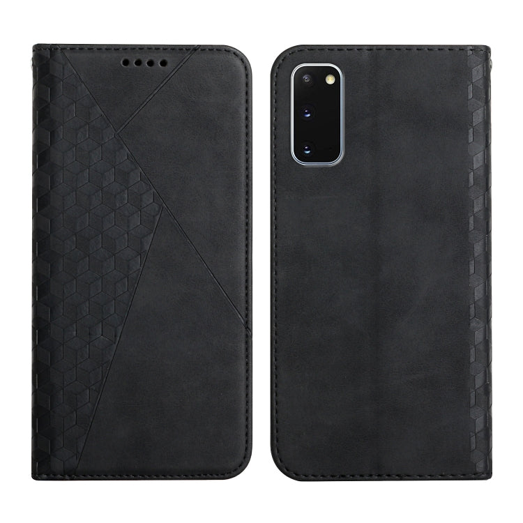 For Samsung Galaxy S20 Diamond Pattern Splicing Skin Feel Magnetic Horizontal Flip Leather Case with Card Slots & Holder & Wallet(Black)