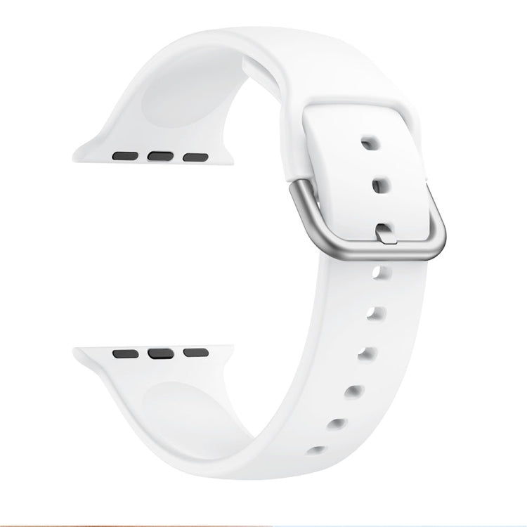 Single-color Silicone Buckle Strap Watch Band For Apple Watch Series 8&7 41mm / SE 2&6&SE&5&4 40mm / 3&2&1 38mm(White)