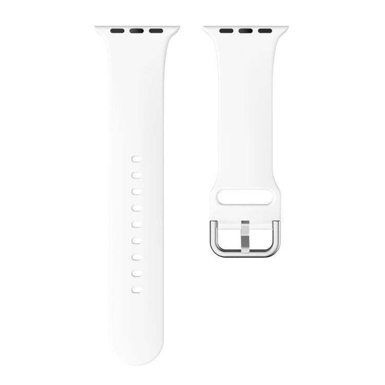 Single-color Silicone Buckle Strap Watch Band For Apple Watch Series 8&7 41mm / SE 2&6&SE&5&4 40mm / 3&2&1 38mm(White)