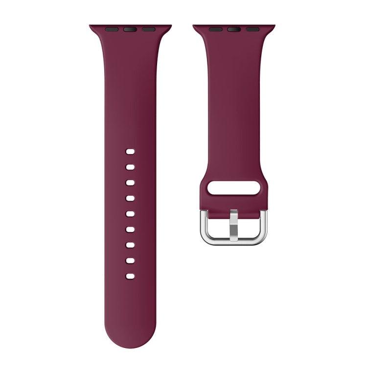 Single-color Silicone Buckle Strap Watch Band For Apple Watch Series 8&7 41mm / SE 2&6&SE&5&4 40mm / 3&2&1 38mm(Wine Red)