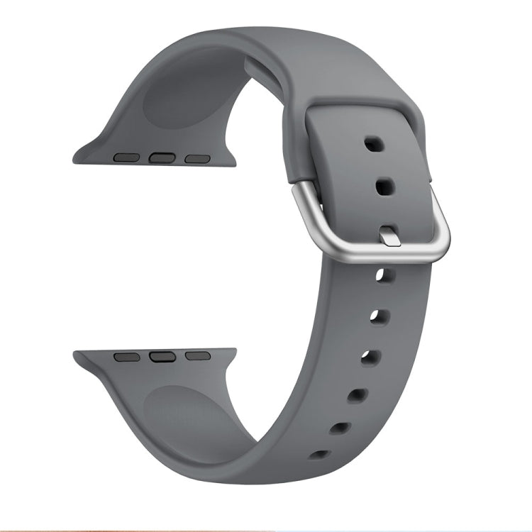 Single-color Silicone Buckle Strap Watch Band For Apple Watch Series 8&7 41mm / SE 2&6&SE&5&4 40mm / 3&2&1 38mm(Dark Grey)