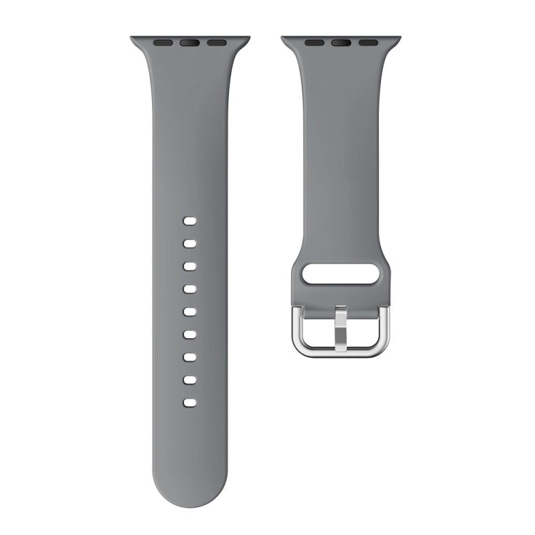 Single-color Silicone Buckle Strap Watch Band For Apple Watch Ultra 49mm / Series 8&7 45mm / SE 2&6&SE&5&4 44mm / 3&2&1 42mm(Dark Grey)