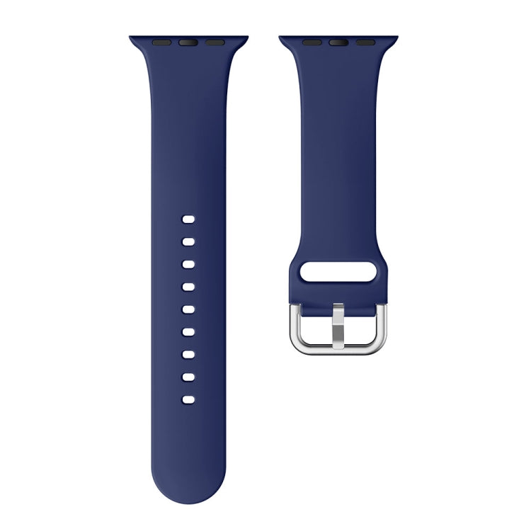 Single-color Silicone Buckle Strap Watch Band For Apple Watch Ultra 49mm / Series 8&7 45mm / SE 2&6&SE&5&4 44mm / 3&2&1 42mm(Midnight Blue)