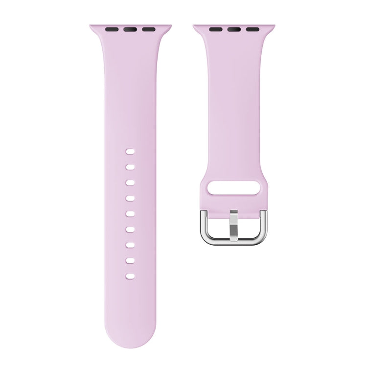 Single-color Silicone Buckle Strap Watch Band For Apple Watch Ultra 49mm / Series 8&7 45mm / SE 2&6&SE&5&4 44mm / 3&2&1 42mm(Lavender)