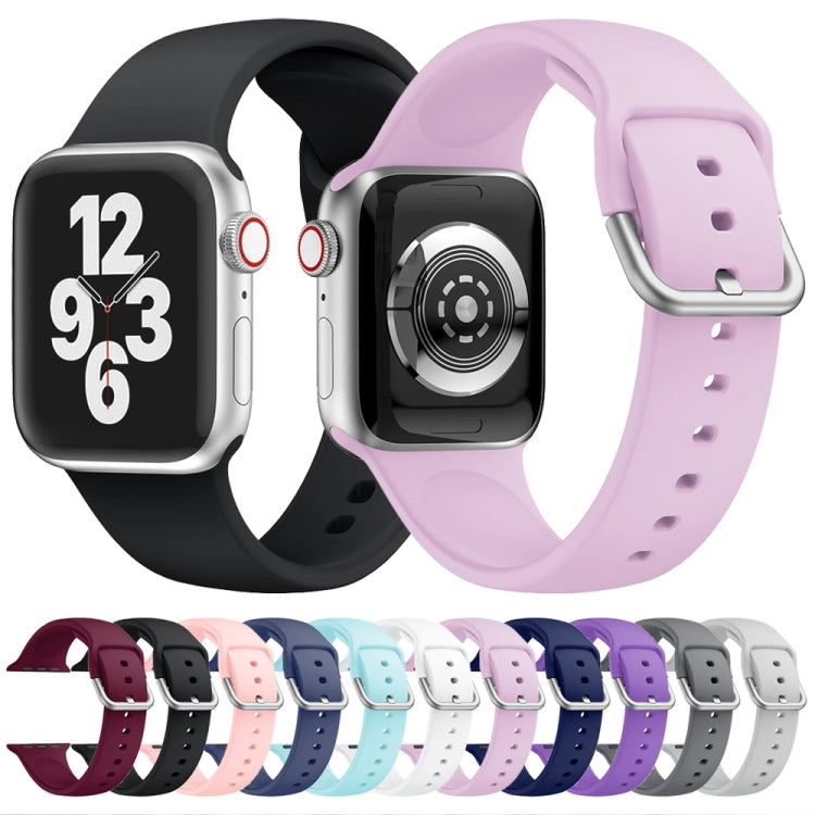 Single-color Silicone Buckle Strap Watch Band For Apple Watch Ultra 49mm / Series 8&7 45mm / SE 2&6&SE&5&4 44mm / 3&2&1 42mm(Lavender)