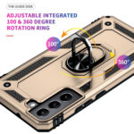 For Samaung Galaxy S22 5G Shockproof TPU + PC Protective Case with 360 Degree Rotating Holder(Gold)