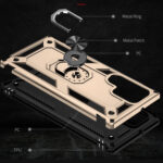 For Samaung Galaxy S22 Ultra 5G Shockproof TPU + PC Protective Case with 360 Degree Rotating Holder(Gold)