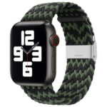 Nylon Braid One Buckle Watch Band For Apple Watch Series 8&7 41mm / SE 2&6&SE&5&4 40mm / 3&2&1 38mm(W Black Green)