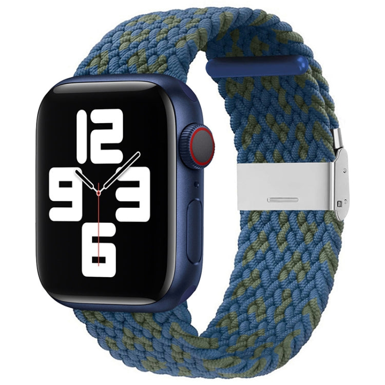 Nylon Braid One Buckle Watch Band For Apple Watch Series 8&7 41mm / SE 2&6&SE&5&4 40mm / 3&2&1 38mm(Blue Green)