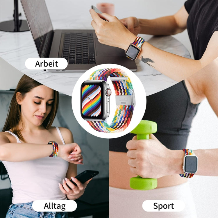 Nylon Braid One Buckle Watch Band For Apple Watch Series 8&7 41mm / SE 2&6&SE&5&4 40mm / 3&2&1 38mm(Cold Blue)