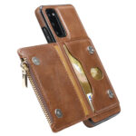 For Samsung Galaxy S20 Zipper Wallet Bag PU Back Cover Shockrpoof Phone Case with Holder & Card Slots & Wallet(Brown)