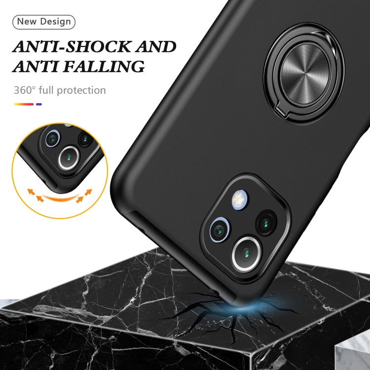 For Xiaomi Mi 11 Lite 5G PC + TPU Shockproof Magnetic Phone Case with Invisible Ring Holder(Black)