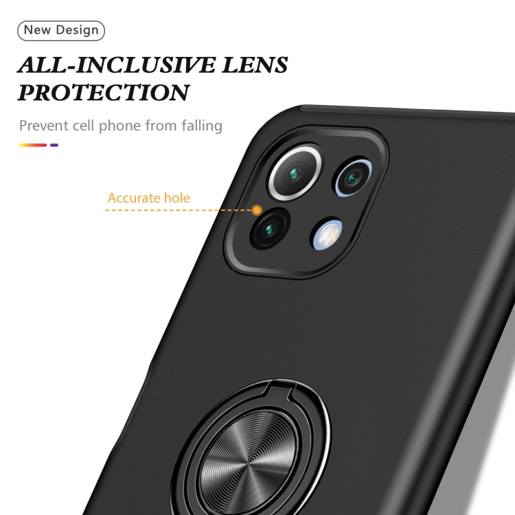 For Xiaomi Mi 11 Lite 5G PC + TPU Shockproof Magnetic Phone Case with Invisible Ring Holder(Black)