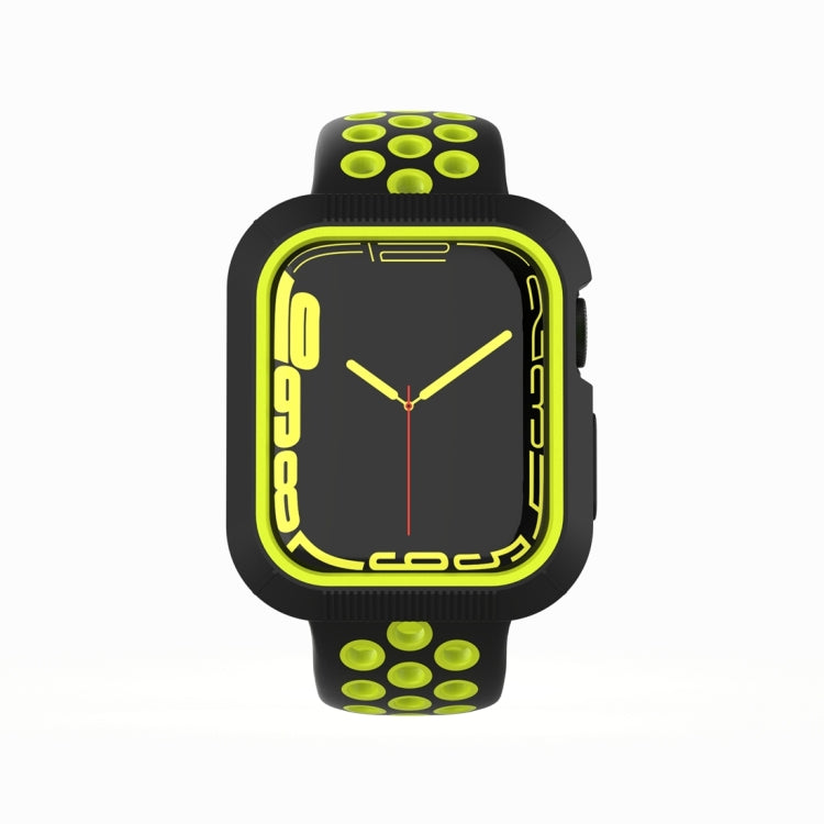 Shockproof PC Protective Case For Apple Watch Series 8 / 7 45mm / 6&SE&5&4 44mm / 3&2&1 42mm(Black + Yellow)