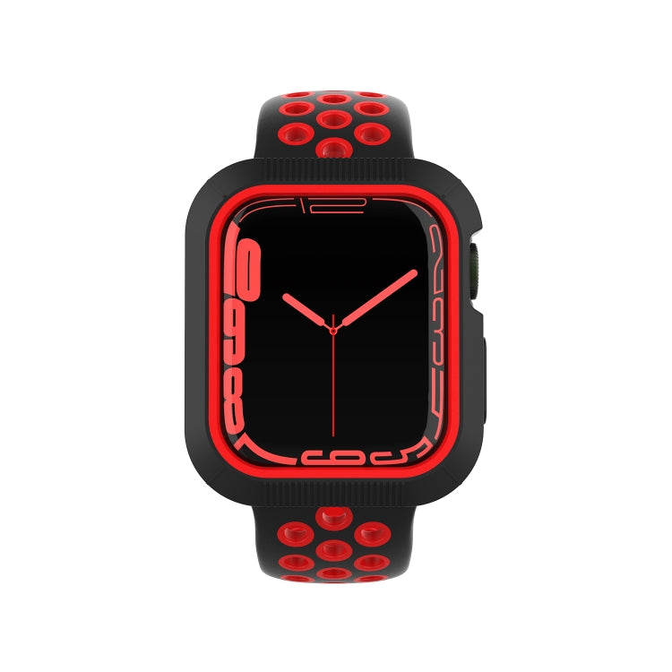 Shockproof PC Protective Case For Apple Watch Series 8 / 7 45mm / 6&SE&5&4 44mm / 3&2&1 42mm(Black + Red)