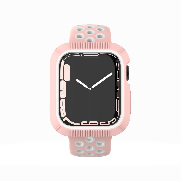 Shockproof PC Protective Case For Apple Watch Series 8 / 7 45mm / 6&SE&5&4 44mm / 3&2&1 42mm(Pink + White)