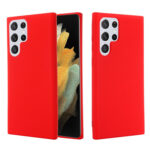 For Samsung Galaxy S22 Ultra 5G Pure Color Liquid Silicone Shockproof Full Coverage Phone Case(Red)