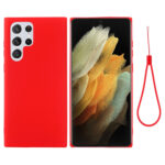 For Samsung Galaxy S22 Ultra 5G Pure Color Liquid Silicone Shockproof Full Coverage Phone Case(Red)