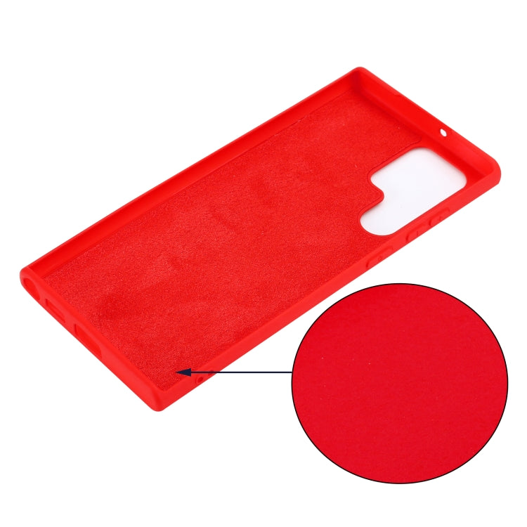 For Samsung Galaxy S22 Ultra 5G Pure Color Liquid Silicone Shockproof Full Coverage Phone Case(Red)