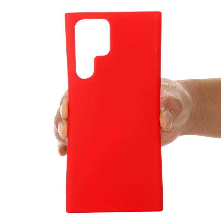 For Samsung Galaxy S22 Ultra 5G Pure Color Liquid Silicone Shockproof Full Coverage Phone Case(Red)